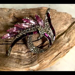 Vintage Purple Rhinestone Modernist Retro Art Deco